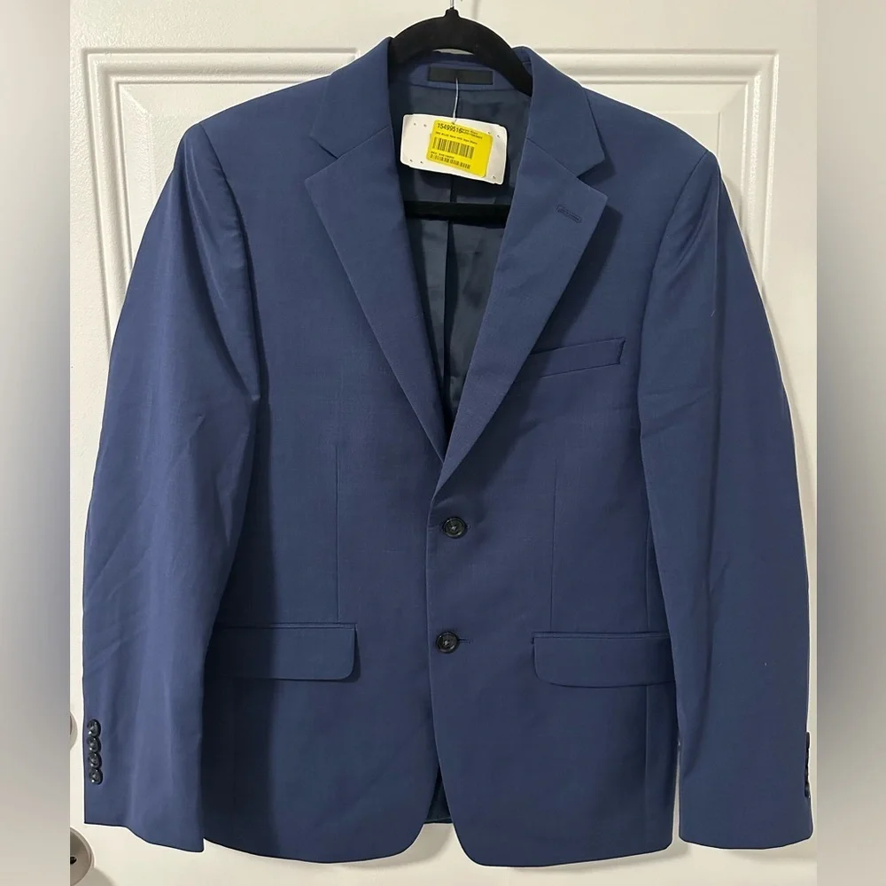 Calvin Klein Men's Skinny Fit Blue 38 Short NWT 95% Wool 5% Spandex